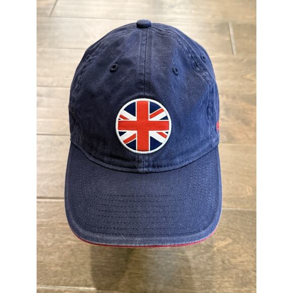 Vtg Reebok Mens Navy England Flag Patch Adjustable Strapback Hat Baseball Cap - Picture 2 of 8